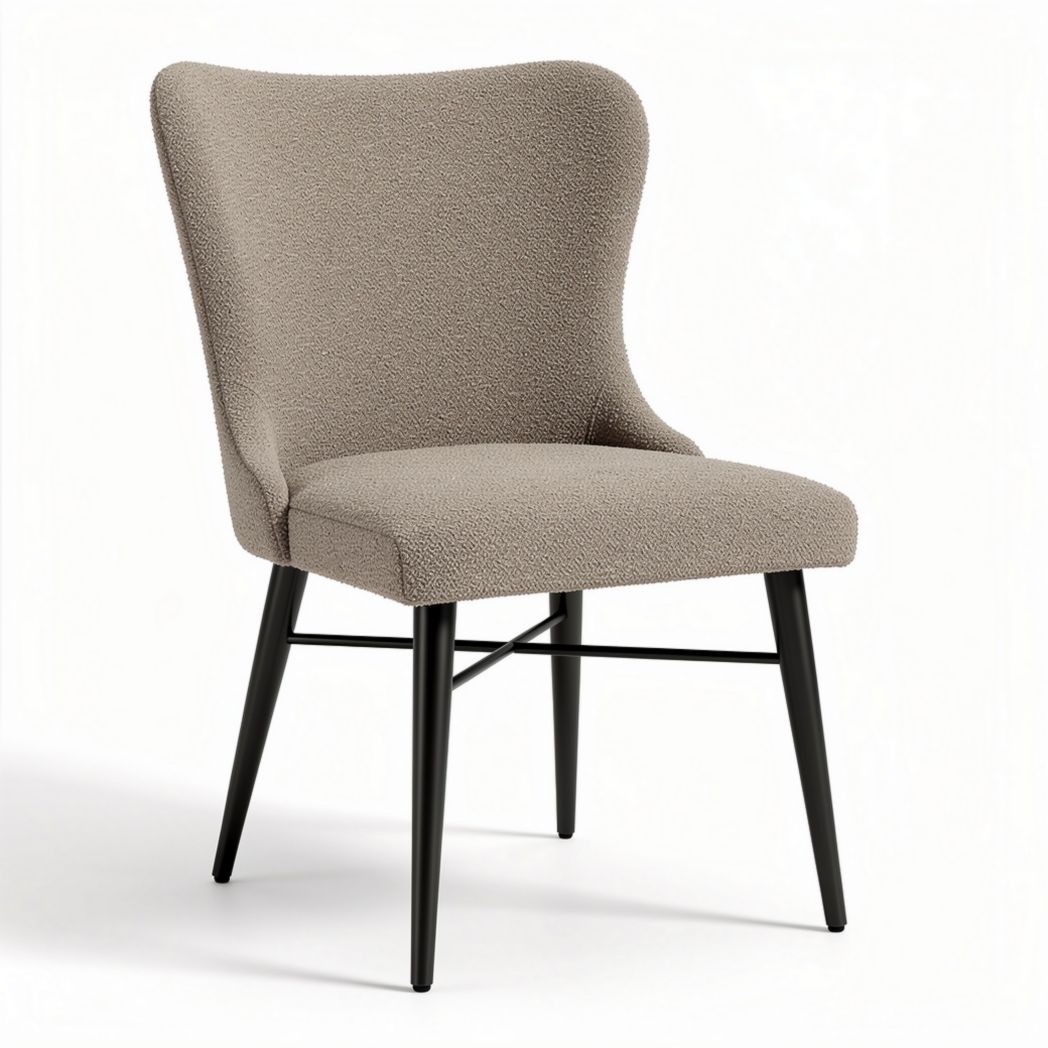 Sedia in tessuto beige con base in metallo nero dimensioni 50 x 60 x 90cm