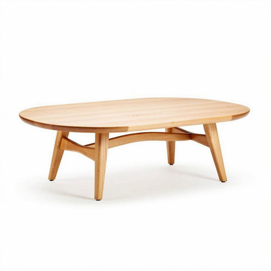 Tavolino da caffè oval in legno massello di faggio 120 x 70 x 40cm