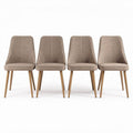 Sedie moderne in tessuto beige con gambe in legno 45 x 50 x 90cm set di quattro