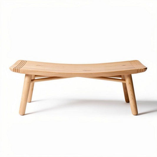 Panchetta curva in legno di frassino con dimensioni 120 x 50 x 30cm