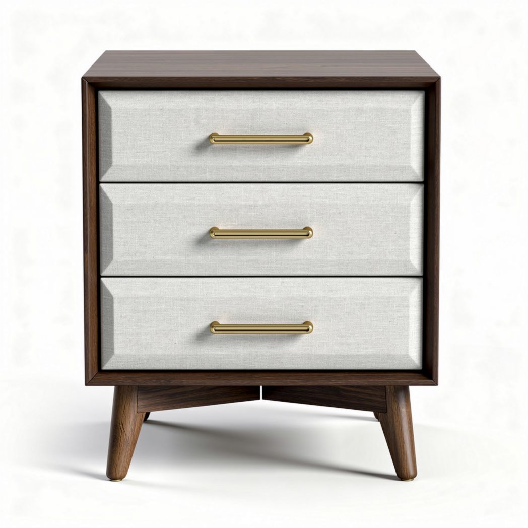 Comò moderno in legno con finitura beige e tre cassetti 45 x 40 x 60cm
