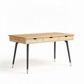 Scrivania in legno di frassino naturale con tre cassetti 120 x 60 x 75cm
