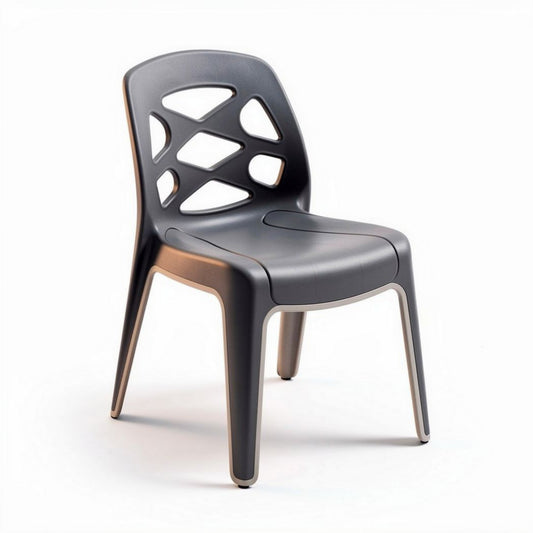 Sedia in plastica grigia con design moderno per esterni e interni 45 x 45 x 85cm