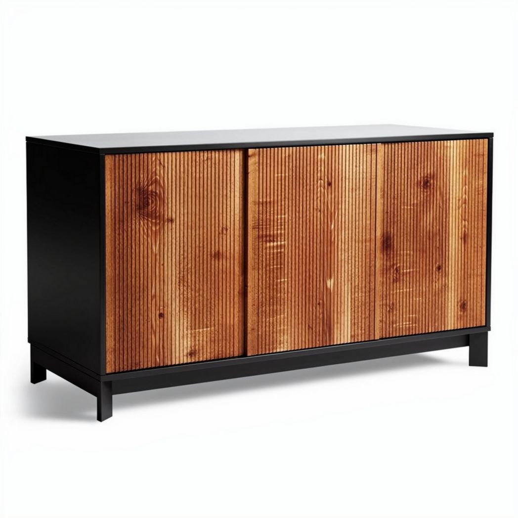 Mobiletto in legno con ante in metallo 150 x 40 x 80cm per soggiorno