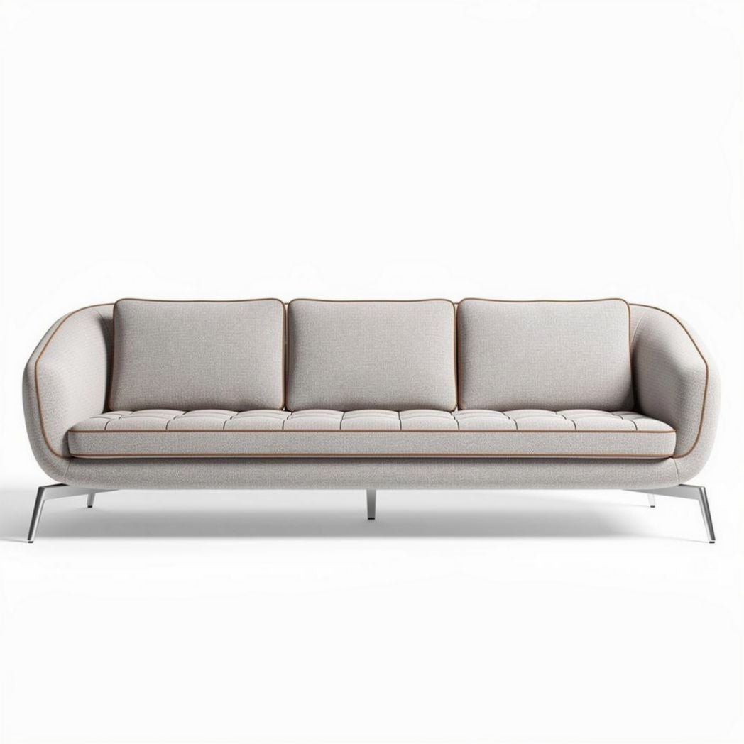 Divano moderno in tessuto grigio chiaro con struttura in metallo 200 x 80 x 75cm