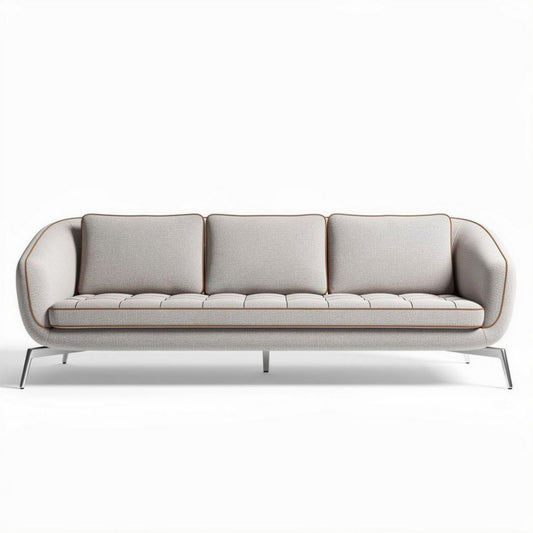 Divano moderno in tessuto grigio chiaro con struttura in metallo 200 x 80 x 75cm