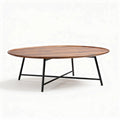 Tavolino da caffè rotondo in legno e metallo nero 120 x 120 x 45cm